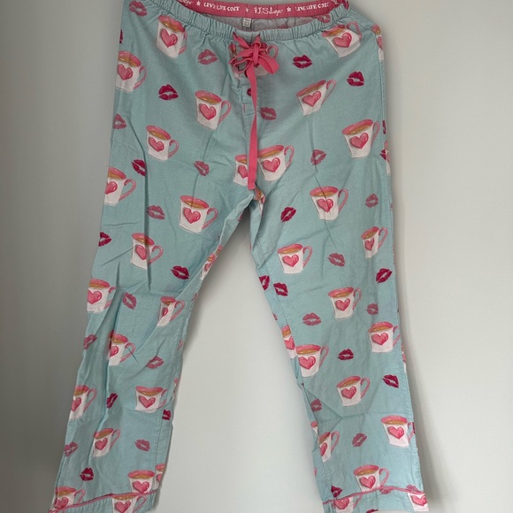 PJ Salvage Blue Pajama Top with Heart Mugs and Lips - Picture 5 of 7